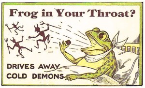 frog in throat drives demons
