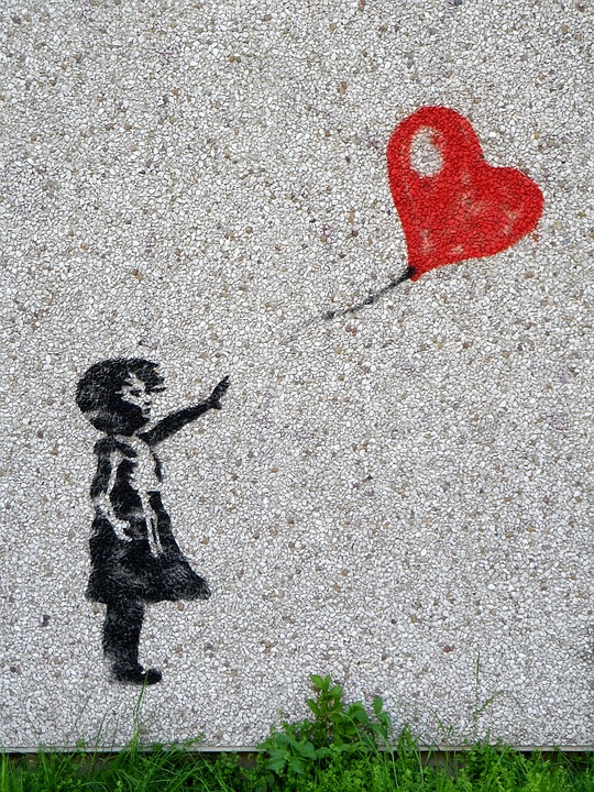 Balloon Child Mural Girl Innocent Heart Graffiti