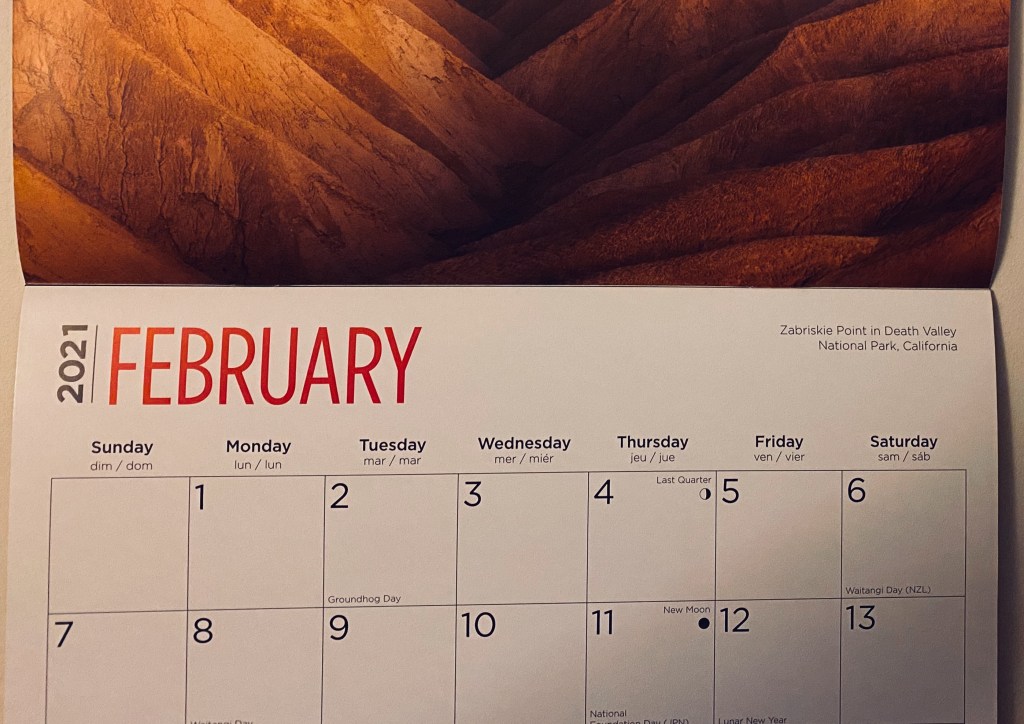 A calendar showing the first 2 weeks of February 2021.